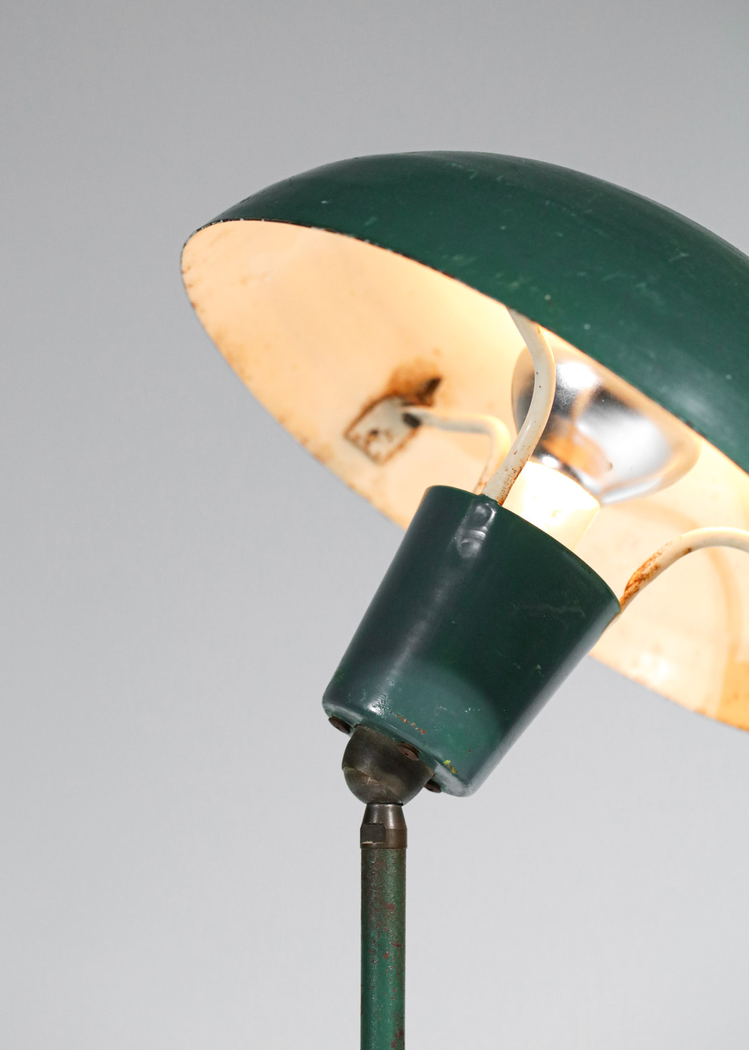 Lampe de bureau industrielle en métal gris, style Bauhaus, années