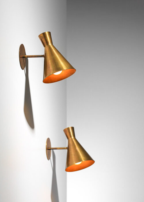 French 40's wall light in gilded steel and paper diffuser – G758 – Danke  Galerie