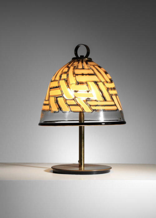 grande lampe de table italienne barovier et toso années 70 en verre et laiton - I168