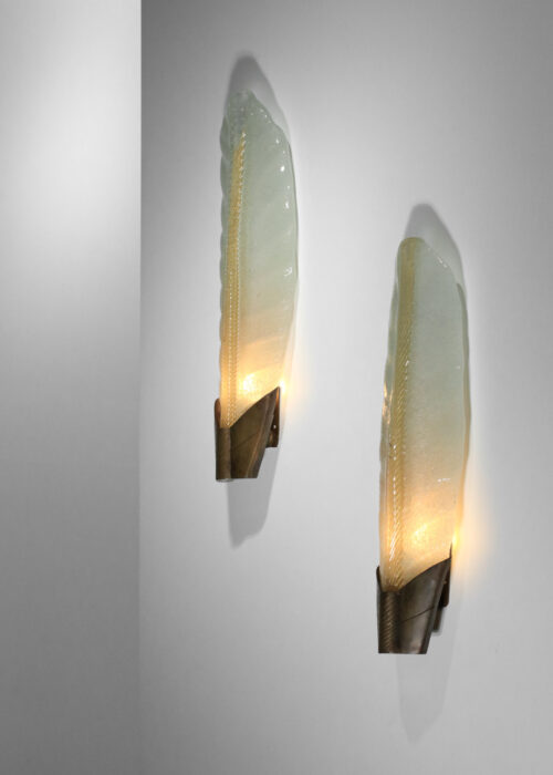 très grande paire d'appliques italiennes années 30 de Barovier&Toso feuille en verre or - I165