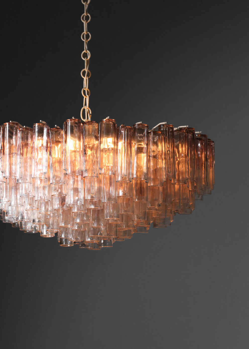 Grand lustre italien Venini années 60 tubes verres de Murano