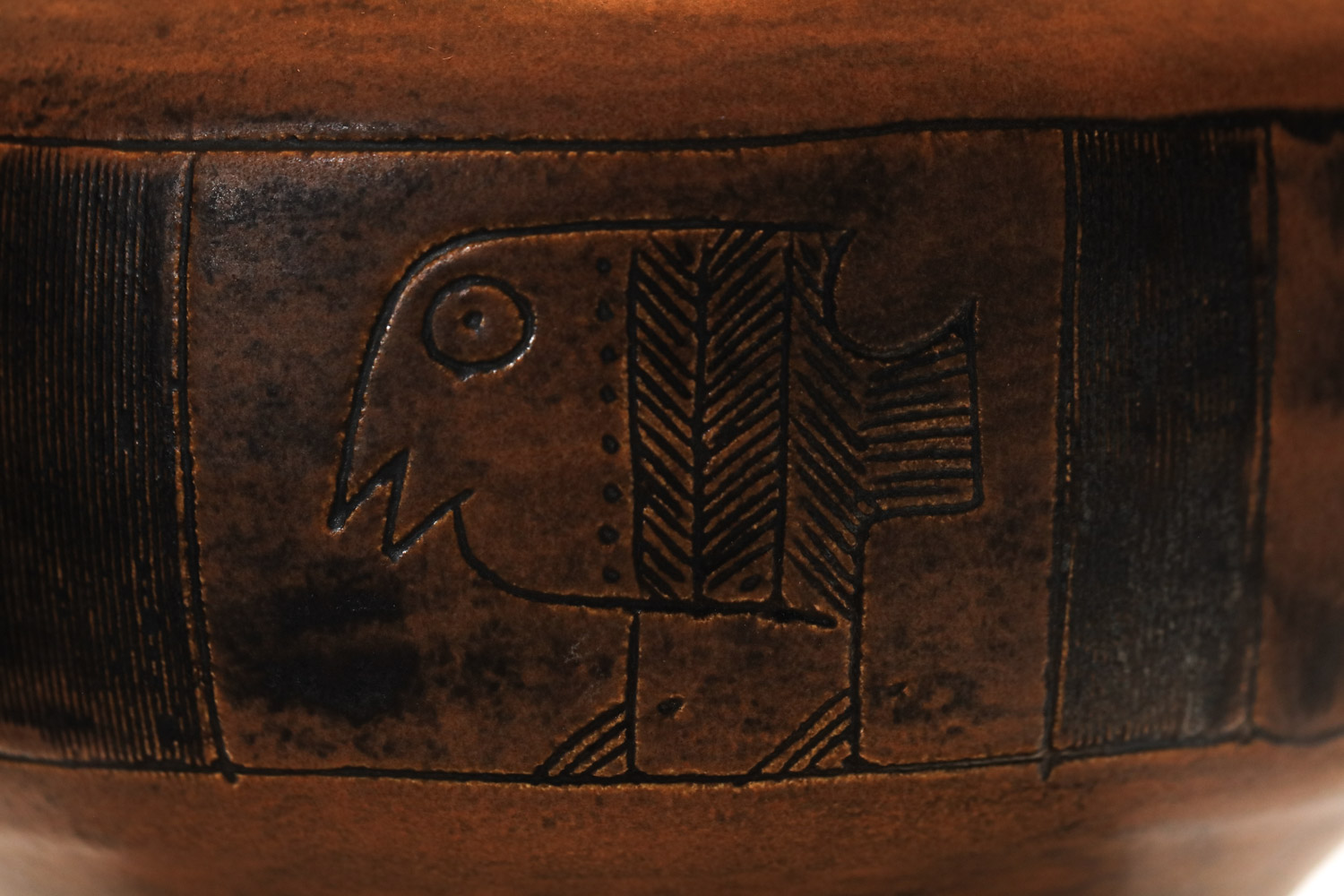 lampe en céramique jacques blin marron à décor d'oiseau