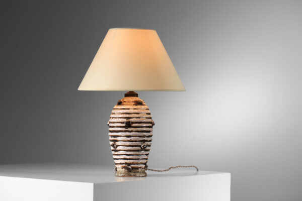 petit pied de lampe années 30 en céramique dans le goût de Jean Besnard - H260