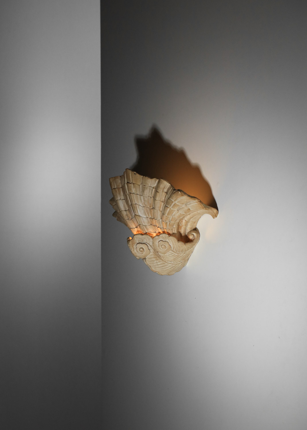 shell wall lamp attributed to jean charles moreux in art deco plaster from the 40s - I659 - Image 3