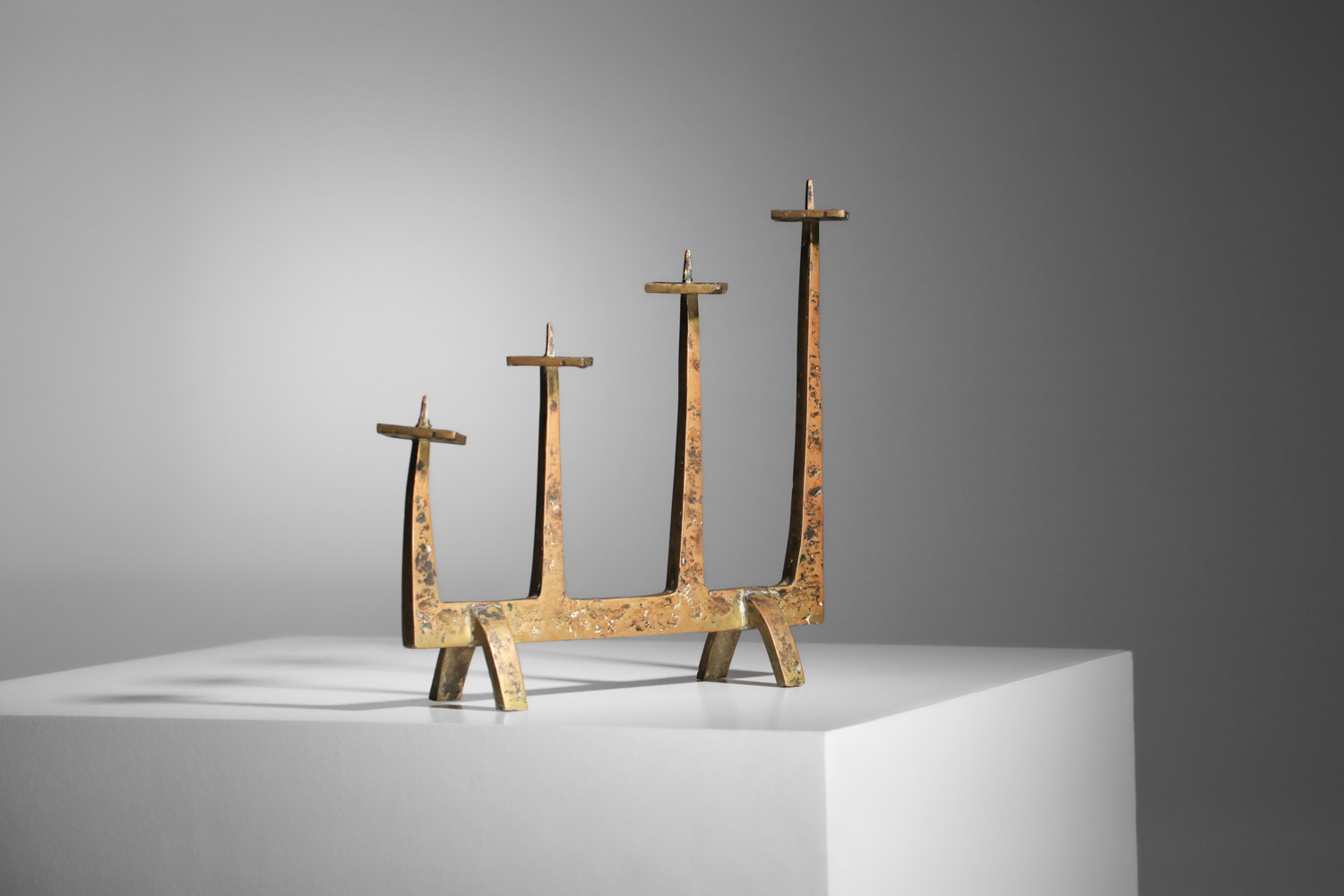 candélabre bougeoire en bronze massif années 60 dans le style de felix agostini - I490