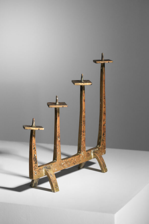 candélabre bougeoire en bronze massif années 60 dans le style de felix agostini - I490