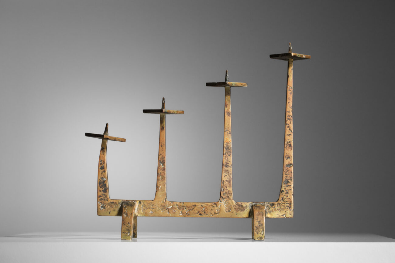 candélabre bougeoire en bronze massif années 60 dans le style de felix agostini - I490