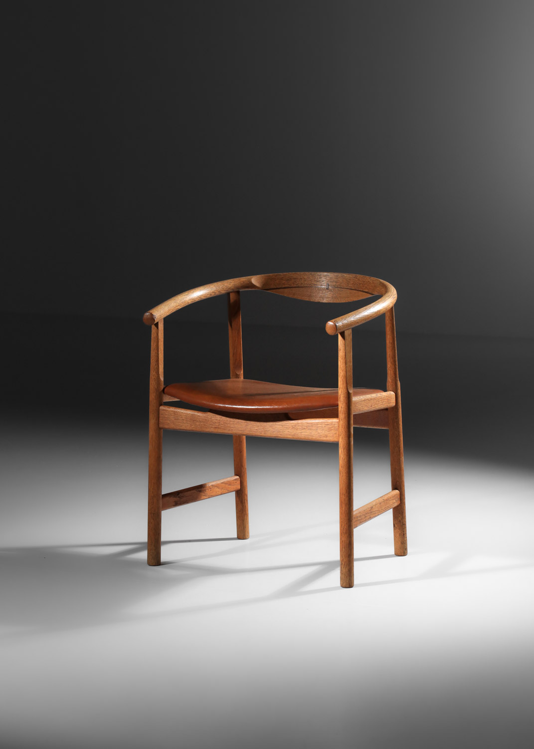 fauteuil de bureau hans wegner PP203 en chêne massif originale années 50 - J444