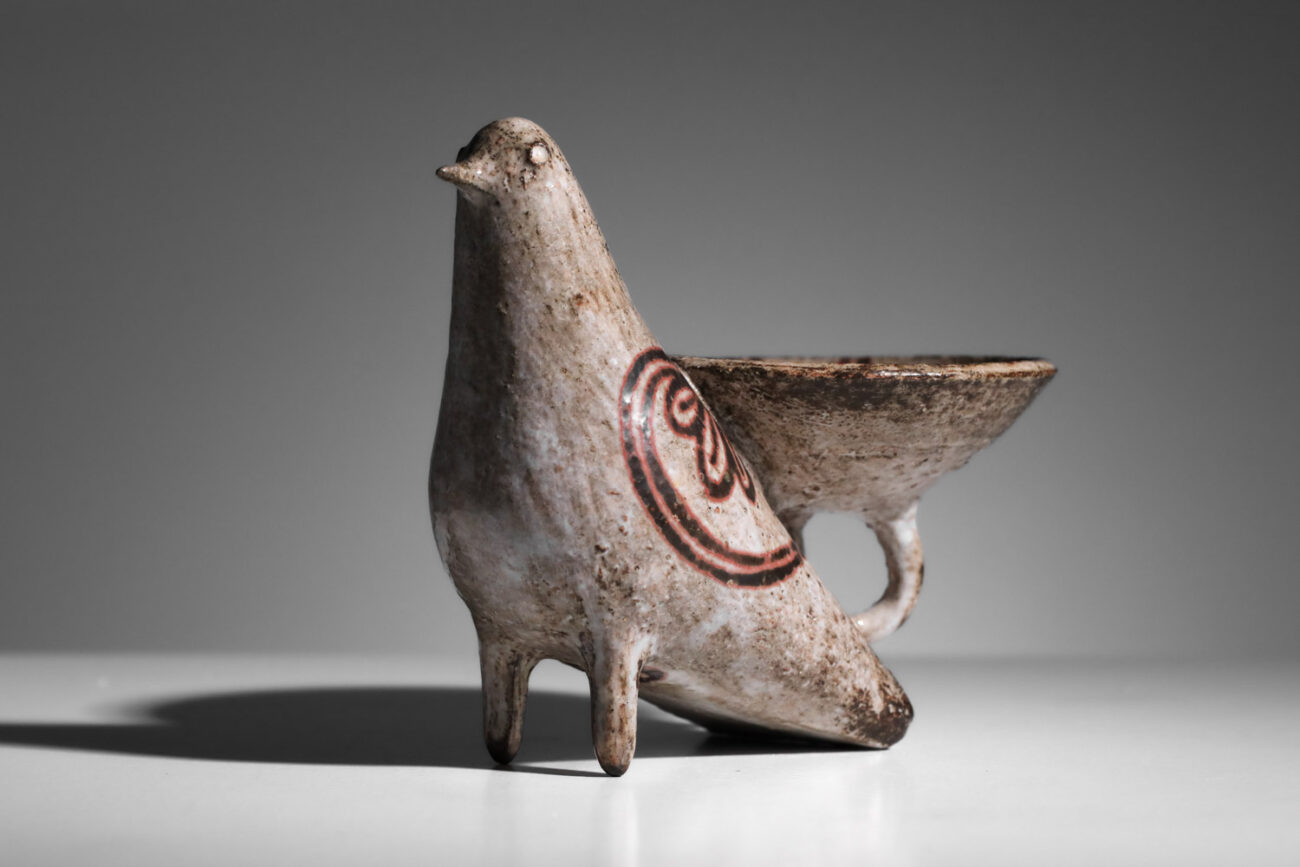 coupe en céramique jean derval zoomorphe oiseau -I146