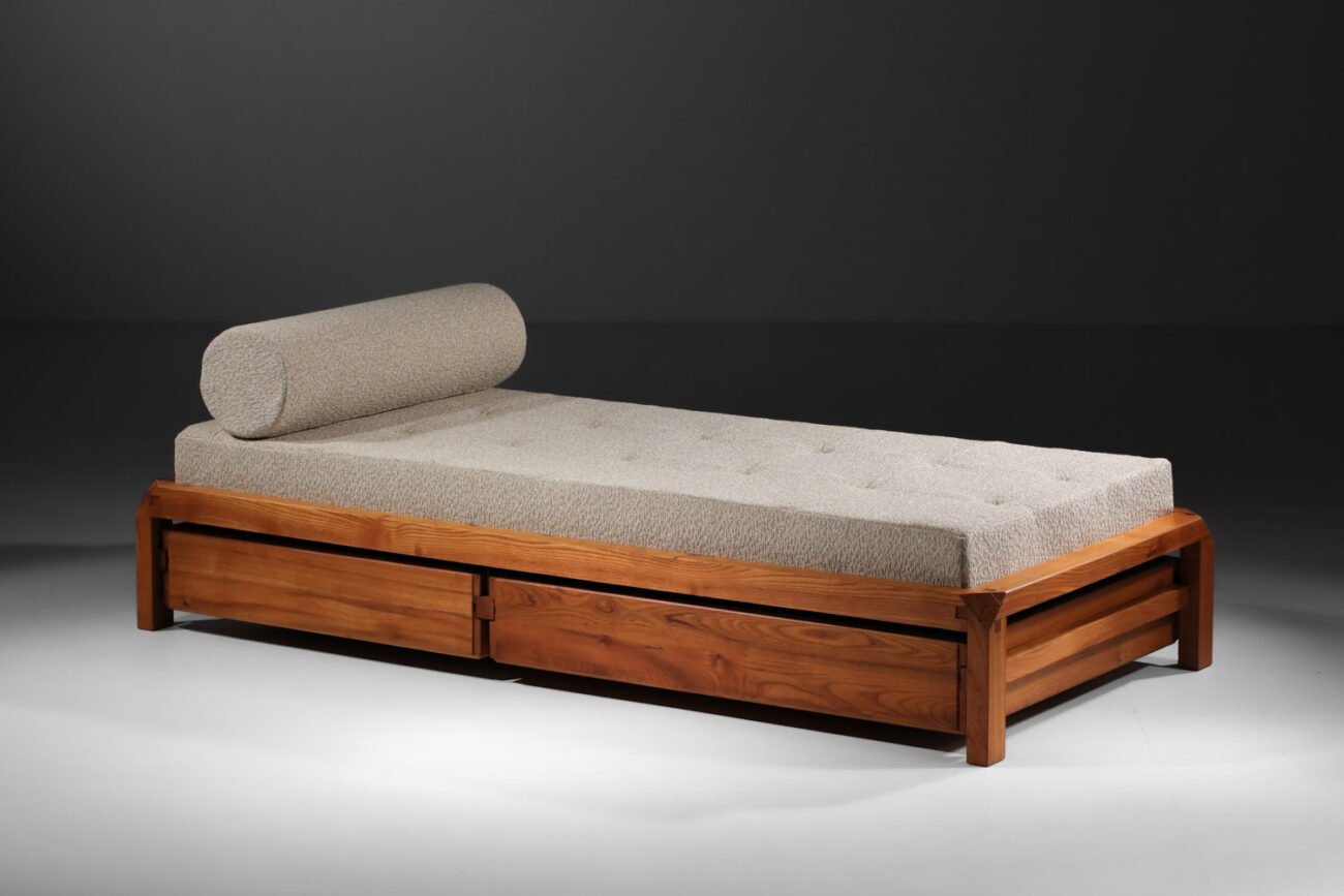 day bed banquette L03 par pierre chapo en orme massif années 60 - G276