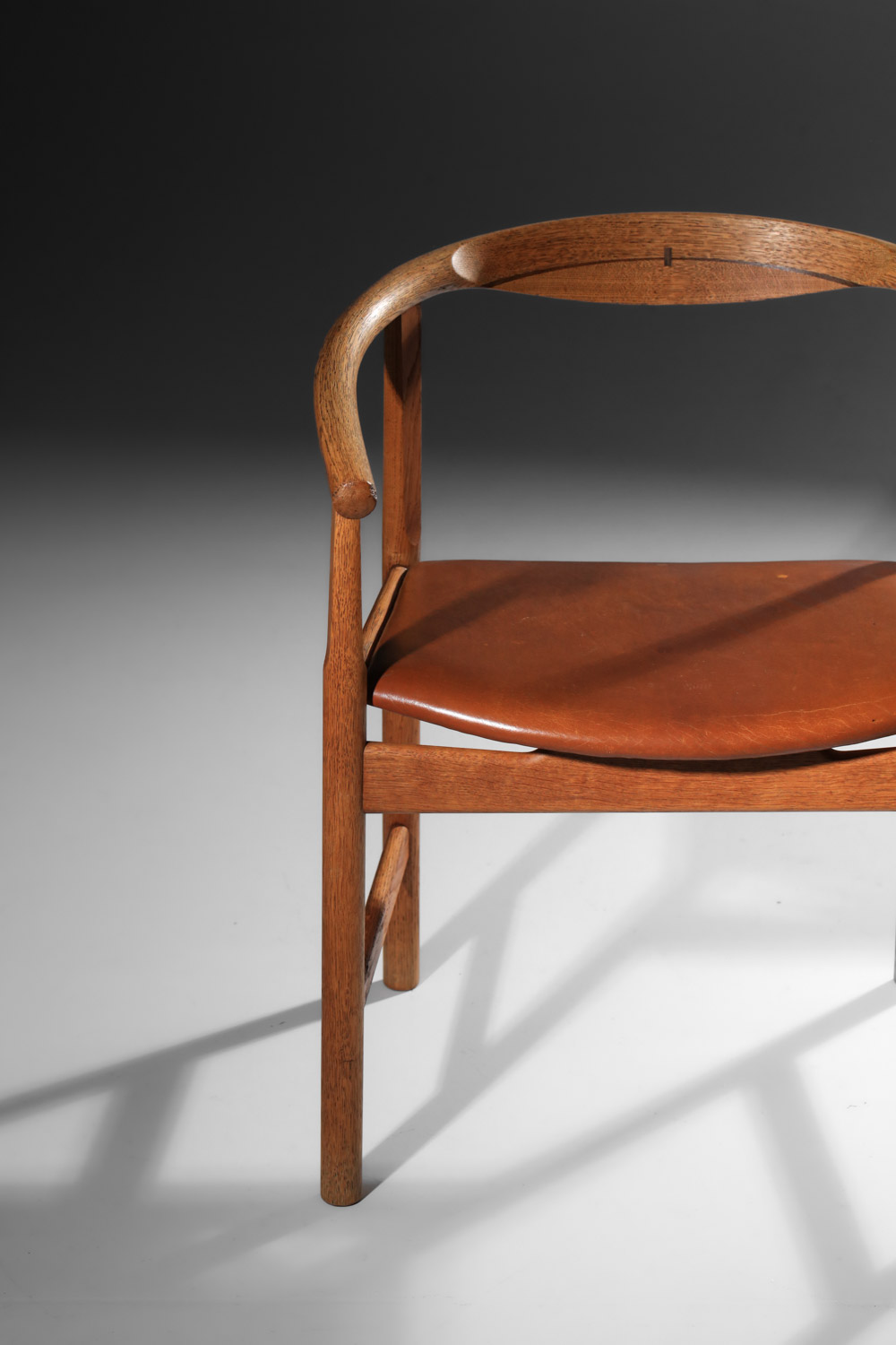 fauteuil de bureau hans wegner PP203 en chêne massif originale années 50 - J444