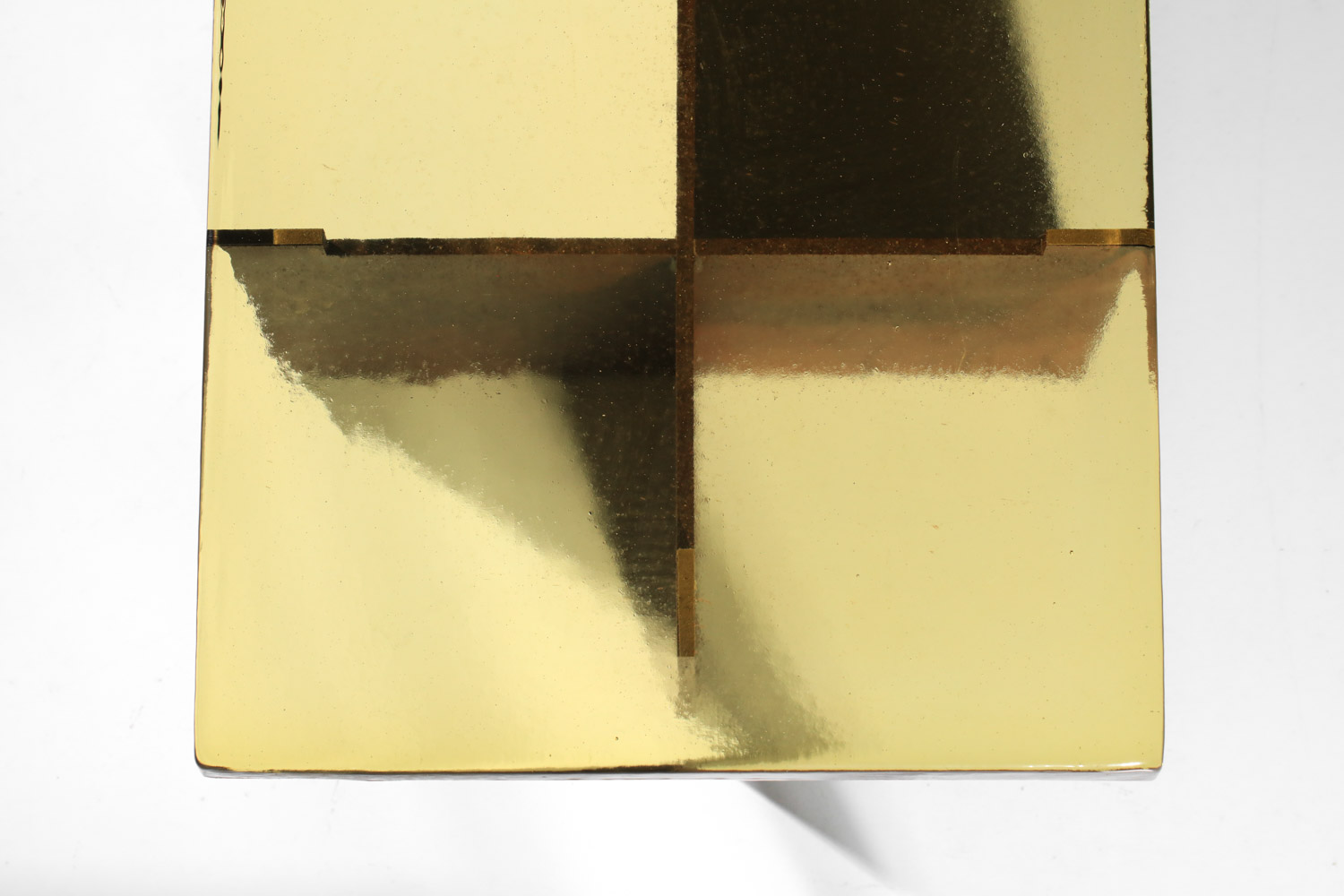 table basse danke studio dalle de verre jaune et acier - DK023