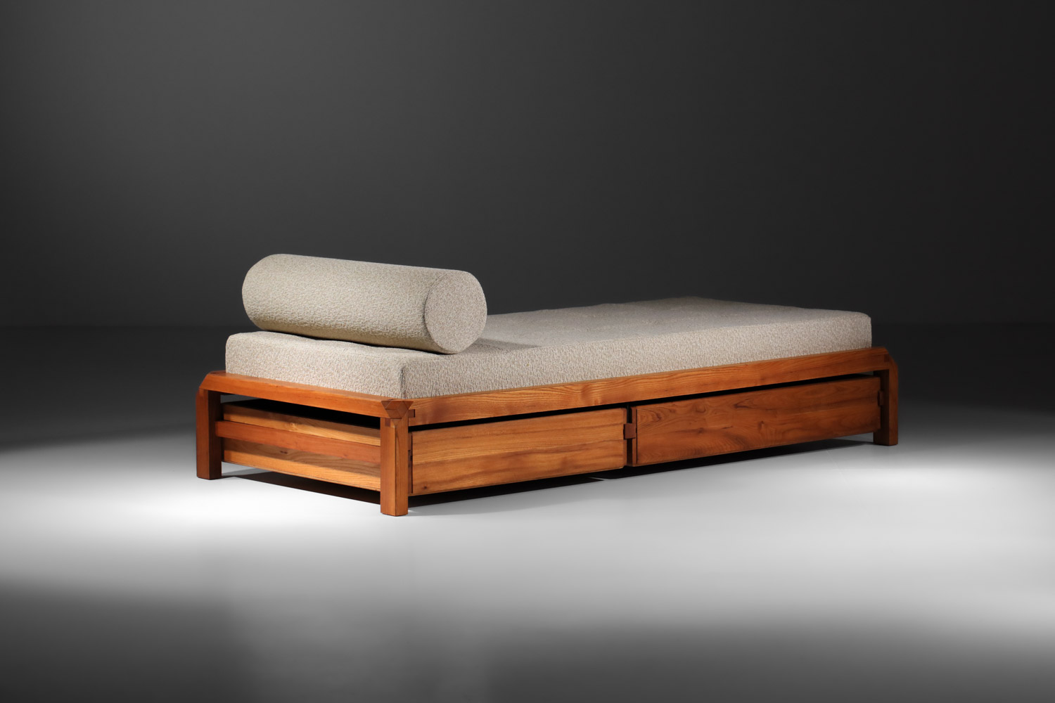 day bed banquette L03 par pierre chapo en orme massif années 60 - G276