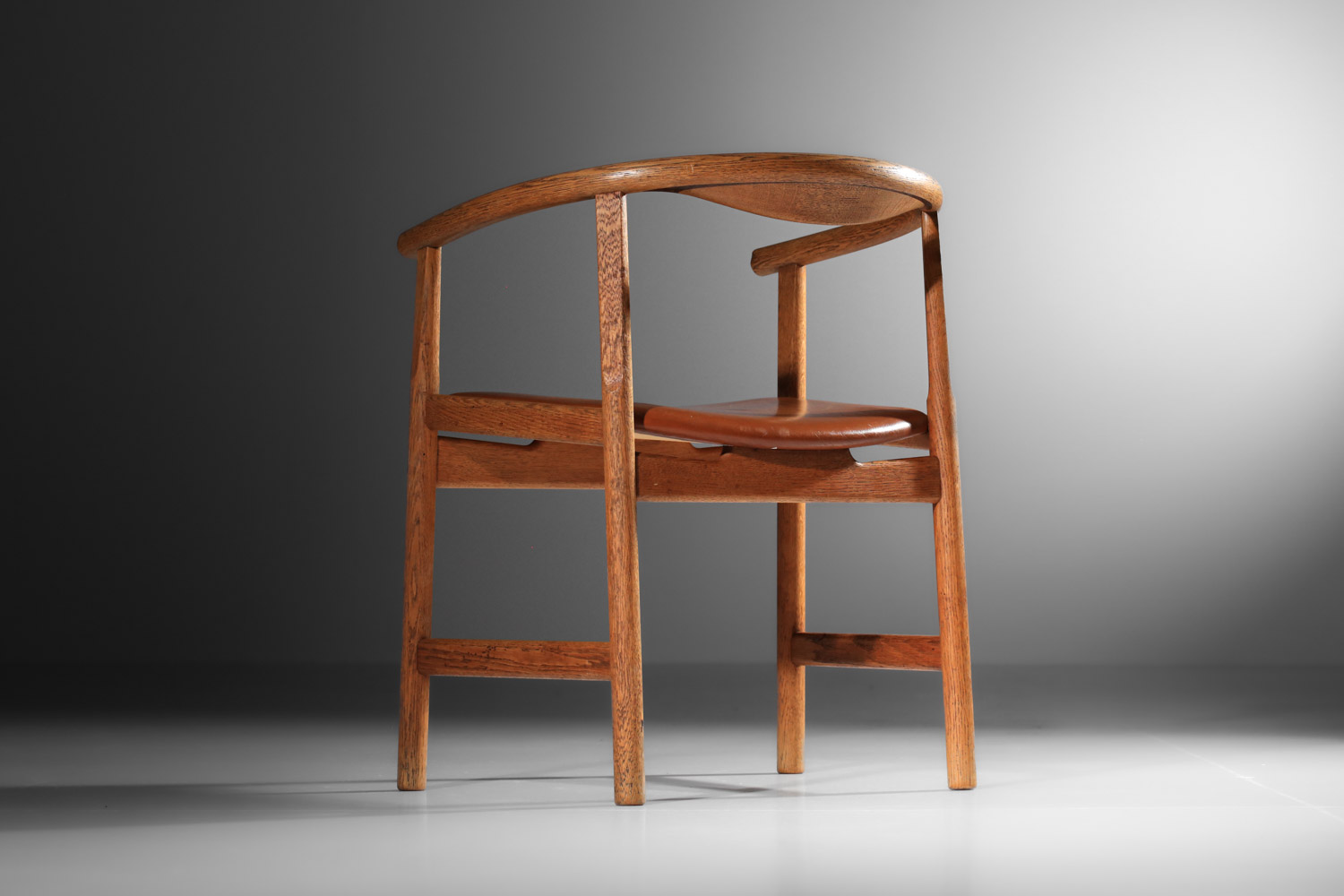 fauteuil de bureau hans wegner PP203 en chêne massif originale années 50 - J444