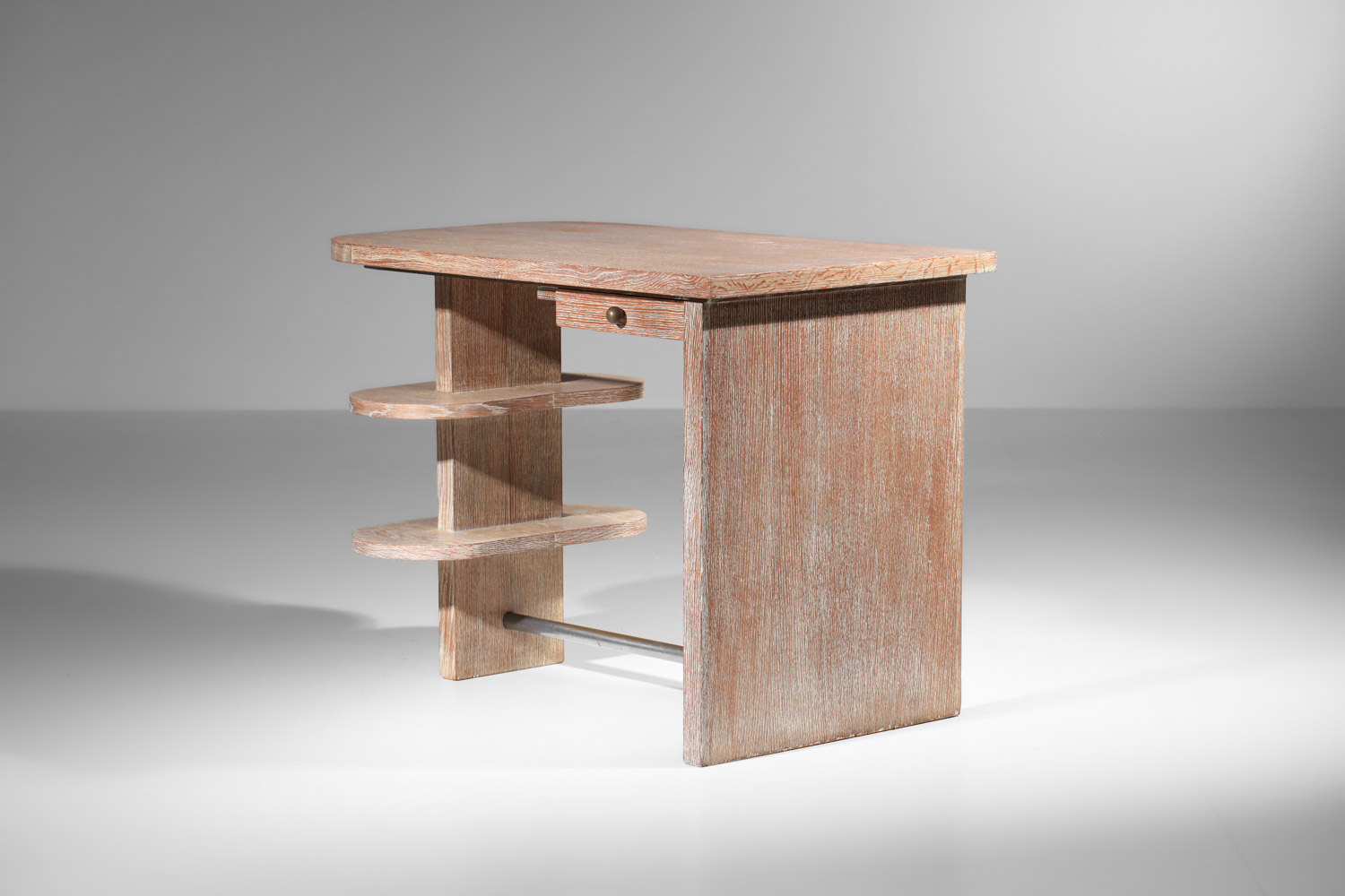 bureau moderrniste en chêne cérusé style jean michel frank années 40 - J431