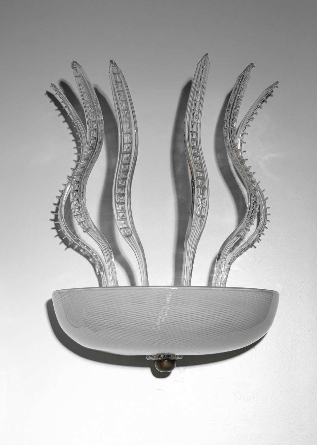 paire d'appliques italiennes des années 60 en verre de Murano attr à Venini Reticello - J143