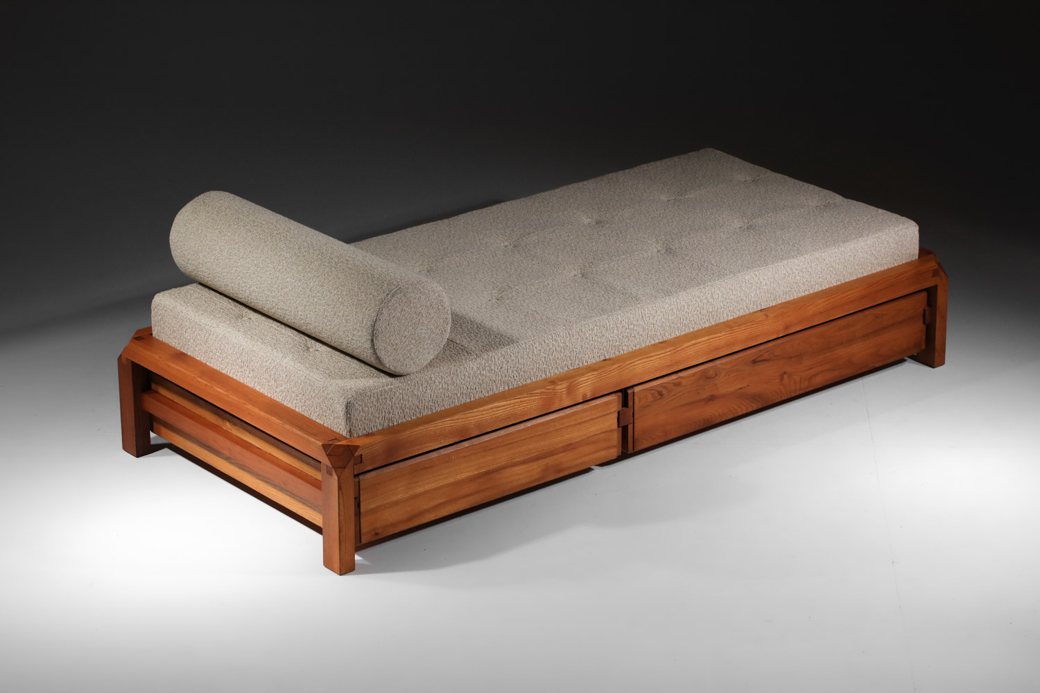 day bed banquette L03 par pierre chapo en orme massif années 60 - G276