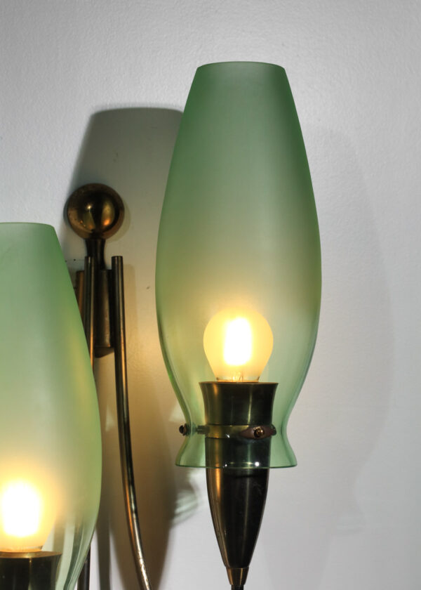 paire d'appliques italiennes Seguso des années 60 en verre de Murano vert I178