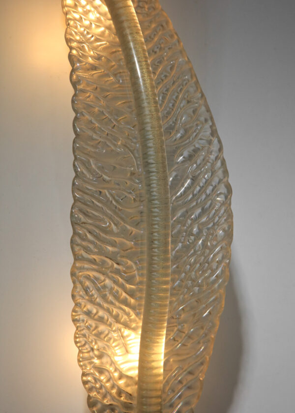 paire d' appliques italiennes seguso en verre de murano années 40 feuilles - I160