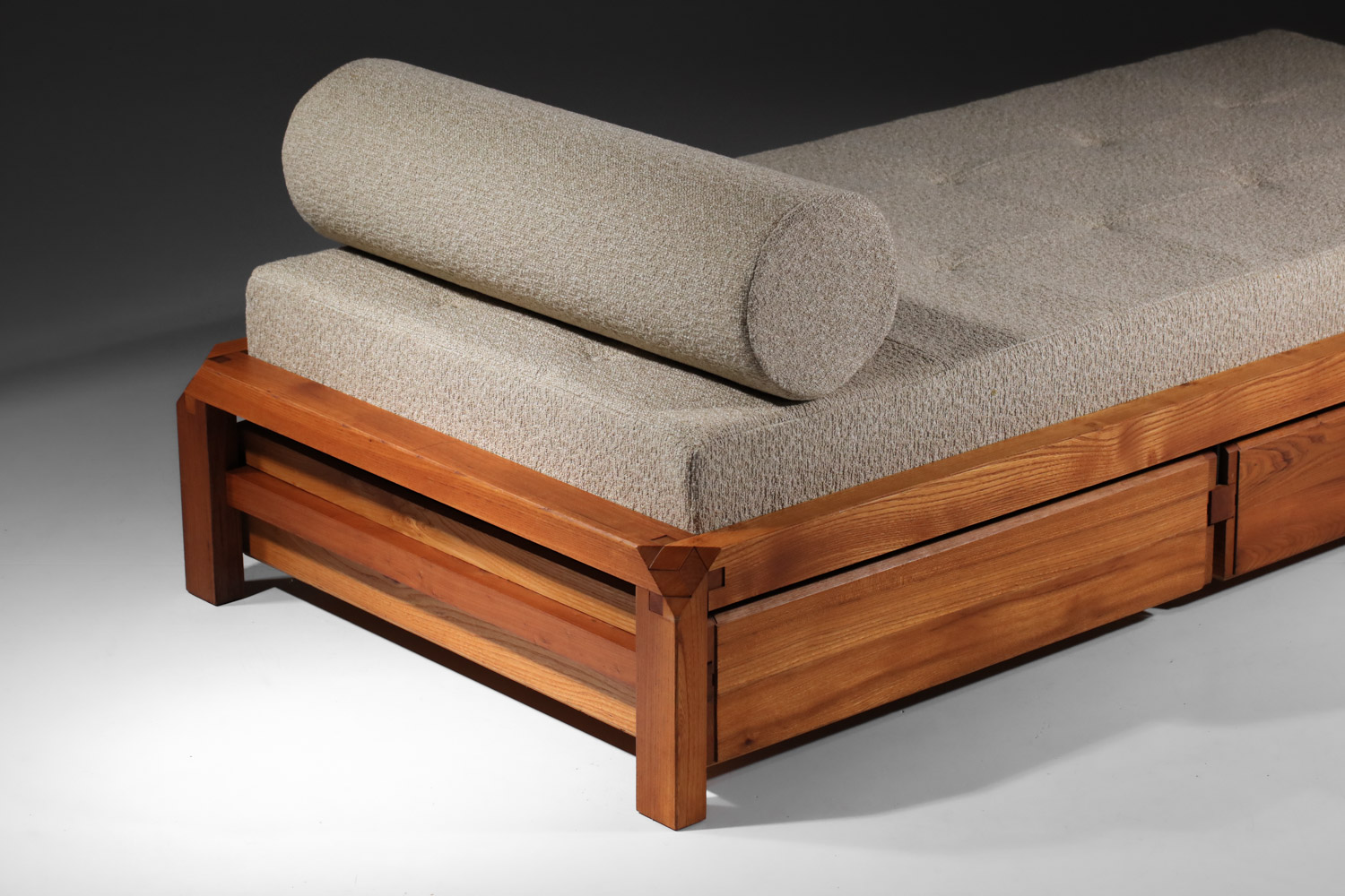day bed banquette L03 par pierre chapo en orme massif années 60 - G276