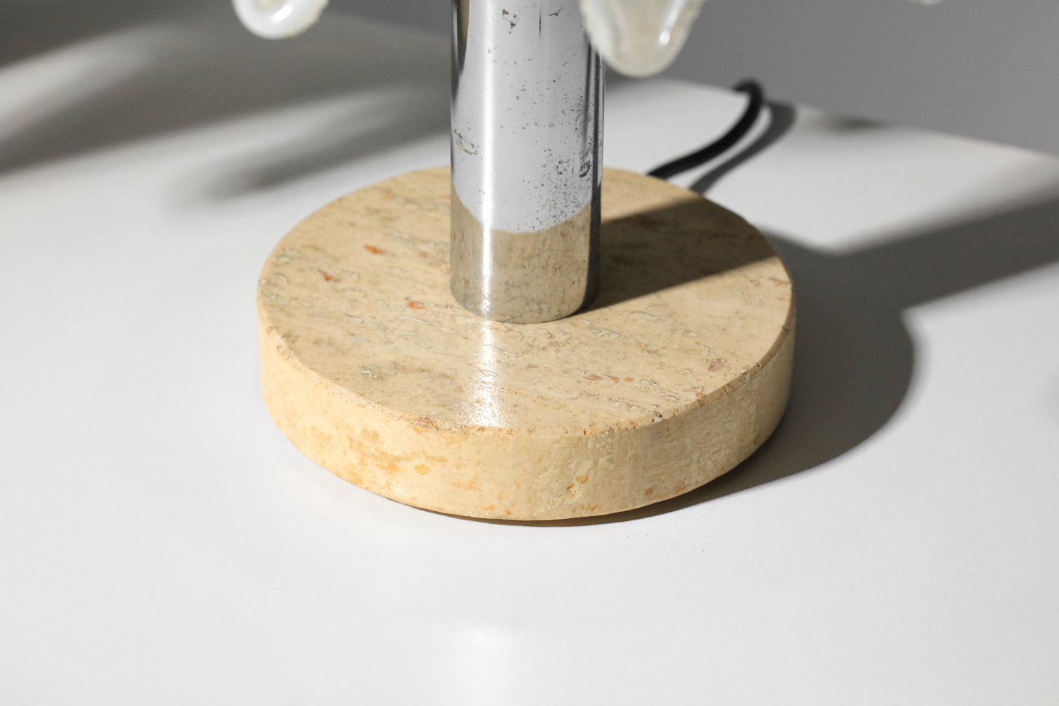 pair of italian mazzega table lamps in glass and travertine from the 70s - I420 - Image 7
