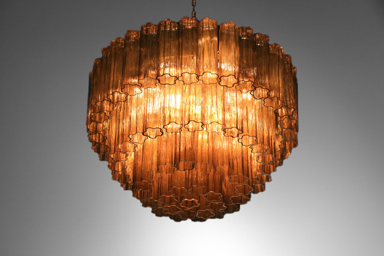 lustre moderne en verre de murano cylindre "Fumato" - EL152