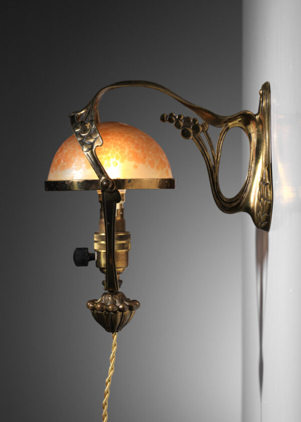 applique de paquebot art nouveau en verre gravé à l'acide - J439