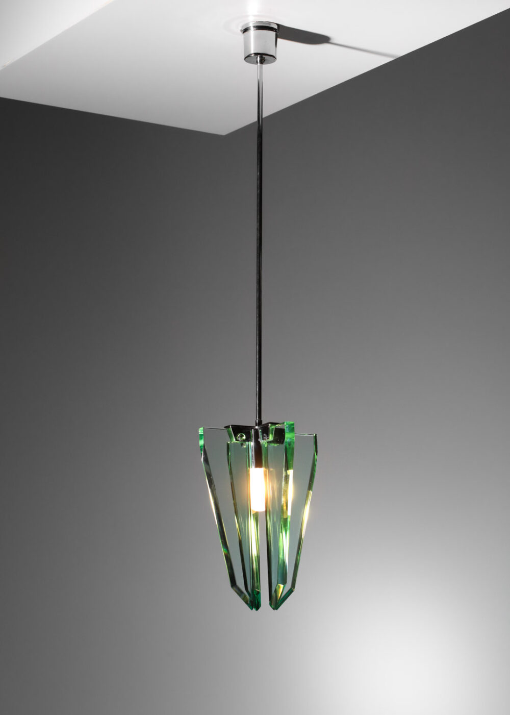 lustre italien en verre attribué à Fontana arte - J169