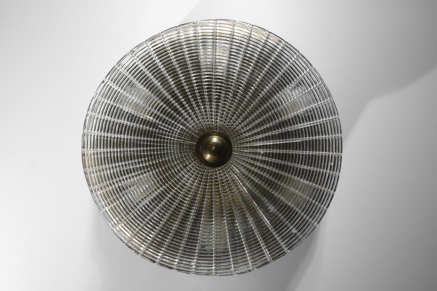 plafonnier italien octogonal en verre de murano et laiton années 40 - J516