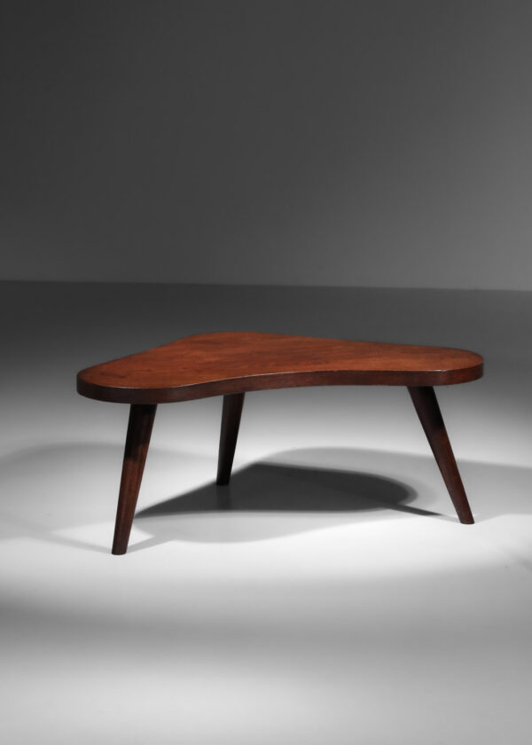 table basse forme libre en chêne massif style charlotte perriand tripode - J251