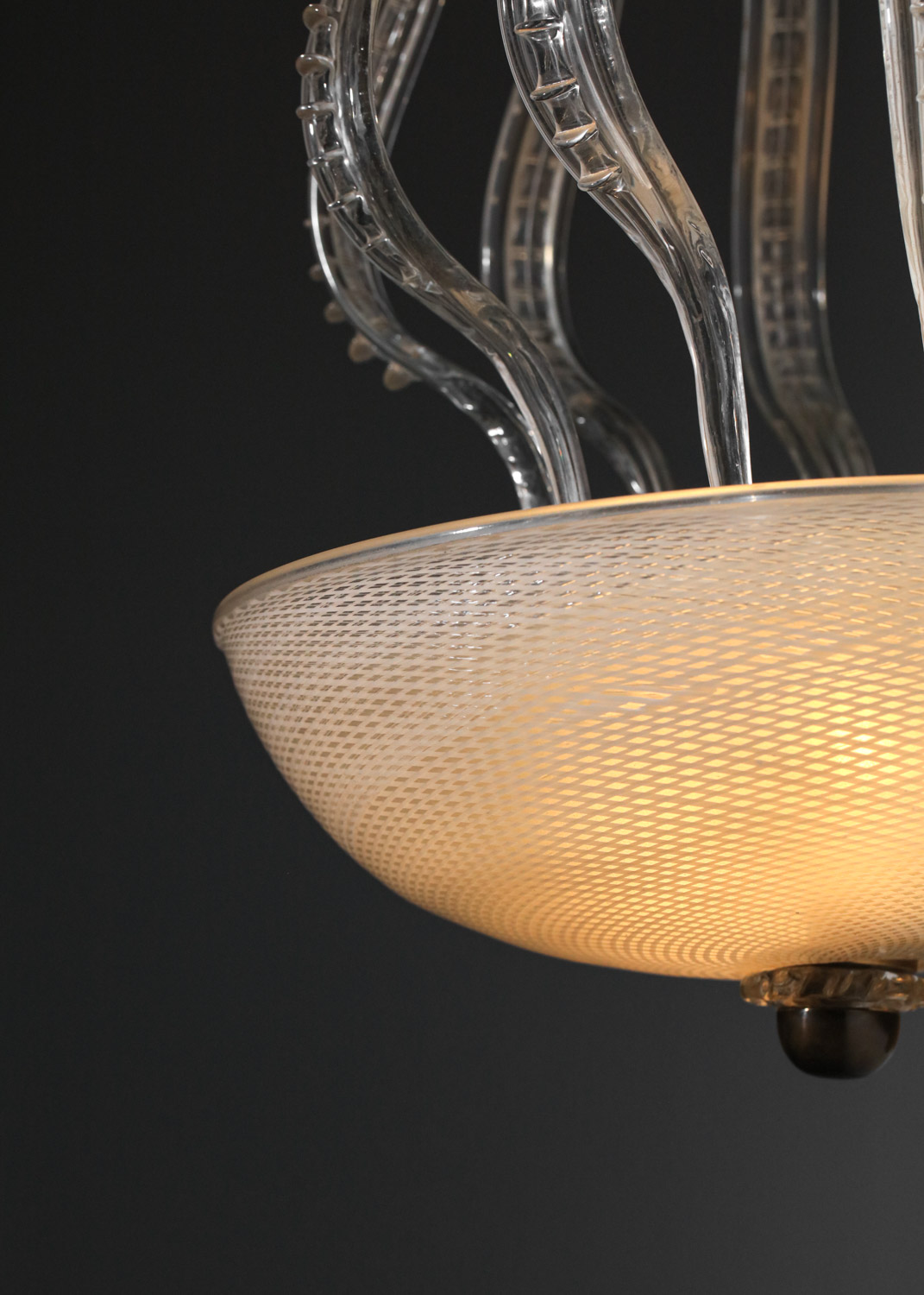 paire d'appliques italiennes des années 60 en verre de Murano attr à Venini Reticello - J143