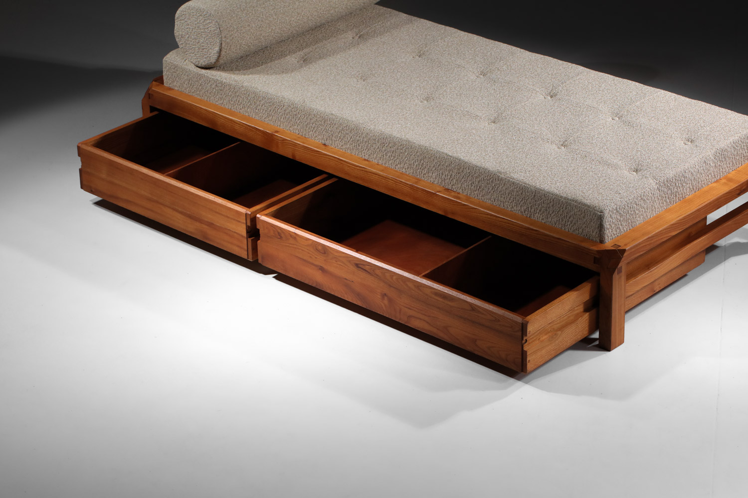 day bed banquette L03 par pierre chapo en orme massif années 60 - G276