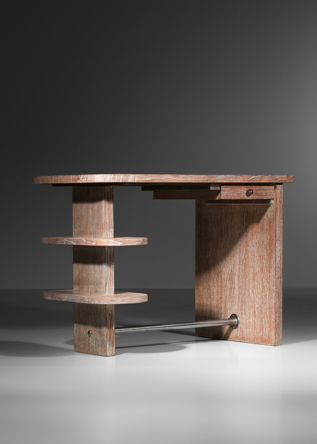 bureau moderrniste en chêne cérusé style jean michel frank années 40 - J431
