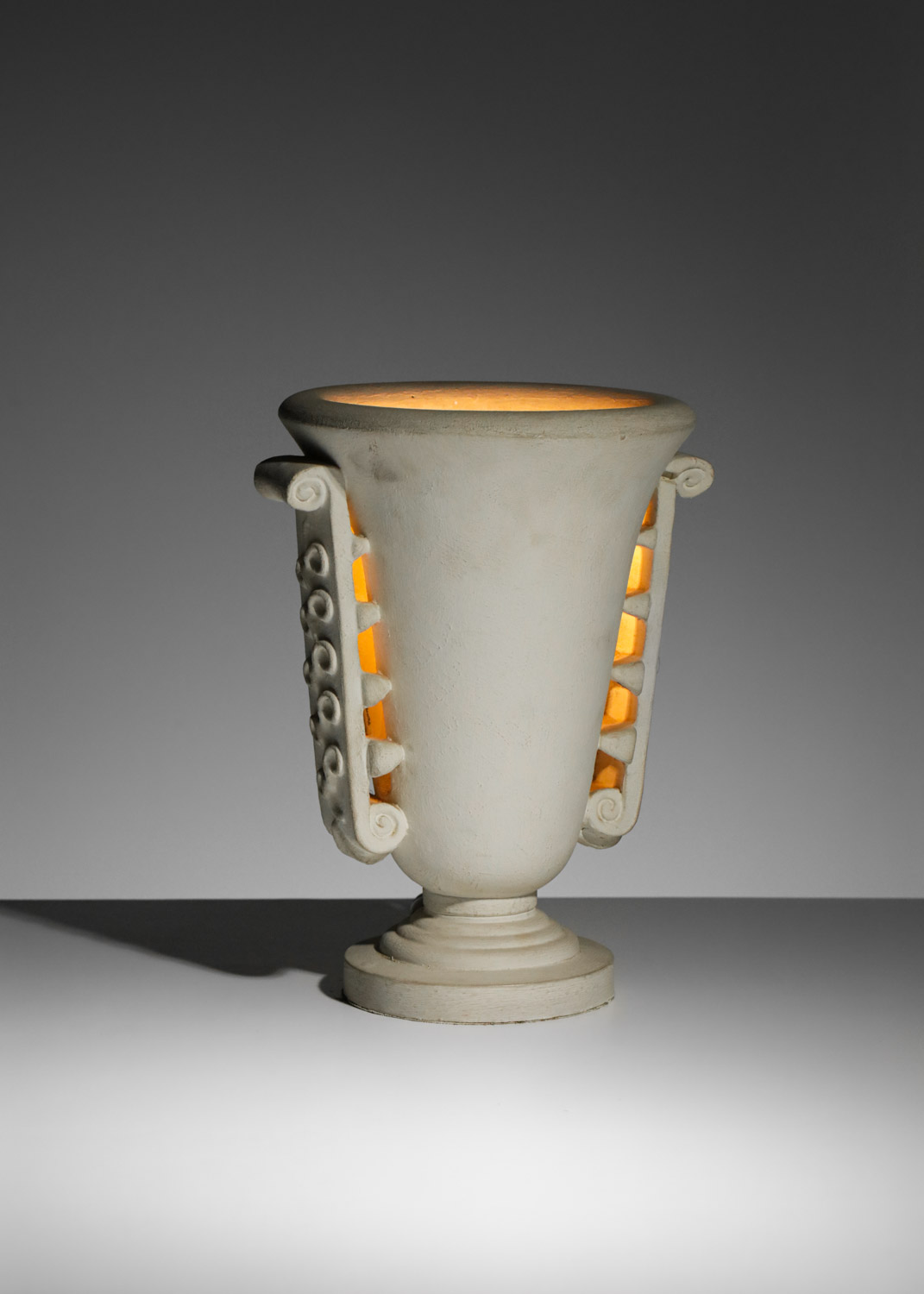 lampe à poser vasque Art Déco en plâtre années 40 - H141