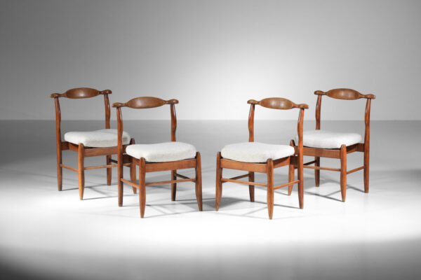 suite de 4 chaises Guillerme et Chambron en chêne massif années 60 - B91