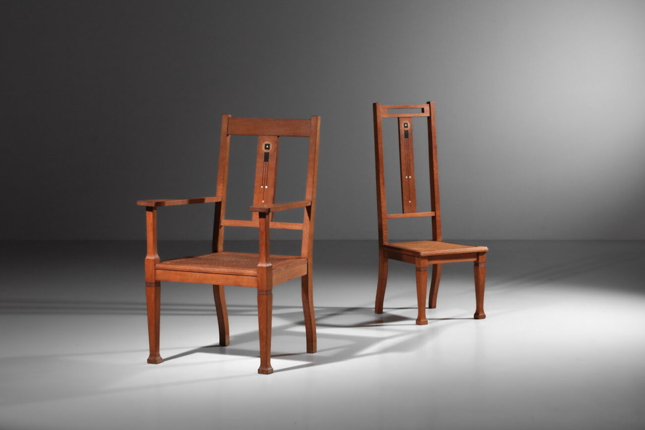 fauteuil et chaise art & craft en chêne - J019 - J020