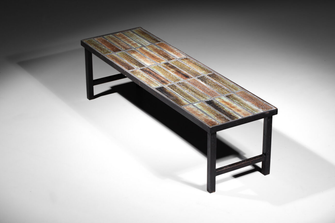 grande table basse en ceramique nicole raude années 60 carreaux J197