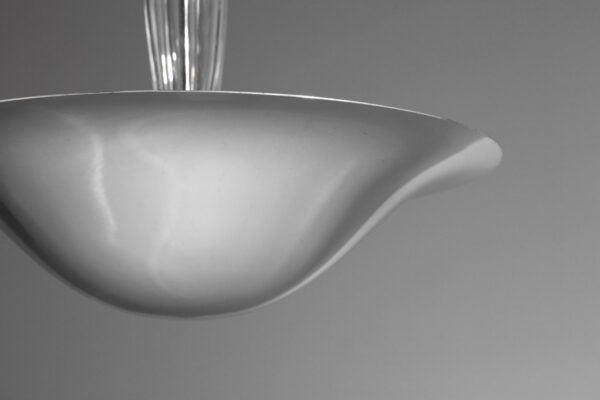 lustre moderniste vasque en laiton chromé et verre années 50 - J258