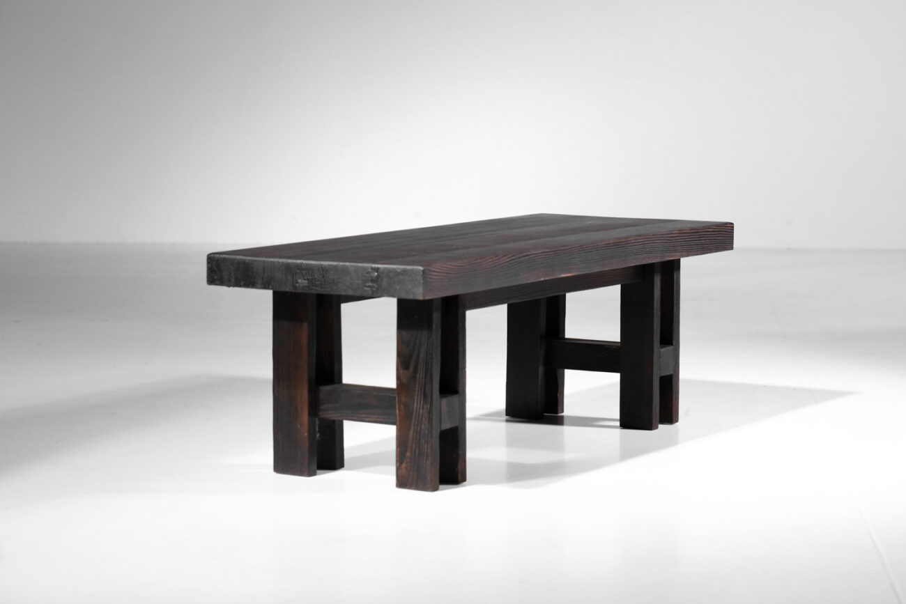 table basse en pin massif brossé des annnées 60 éditée par castro- H740