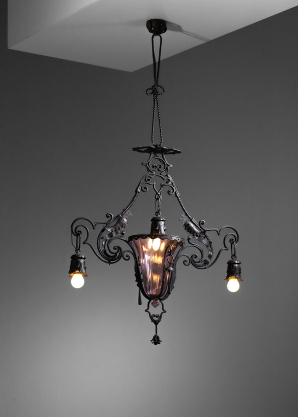 lustre italien en fer forgé carlo rizzarda années 20 - J108