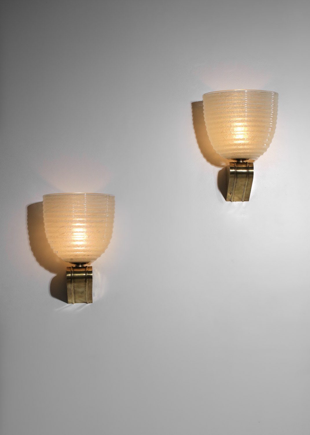paire d'appliques en verre pulegoso italiennes années 50 - I604