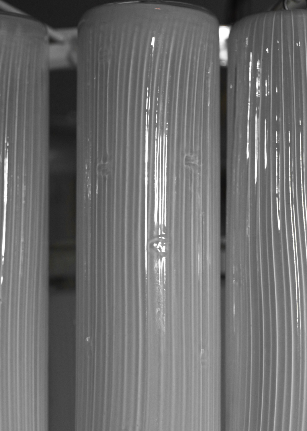 grand lustre de murano 120 cylindre blanc années 70 E009