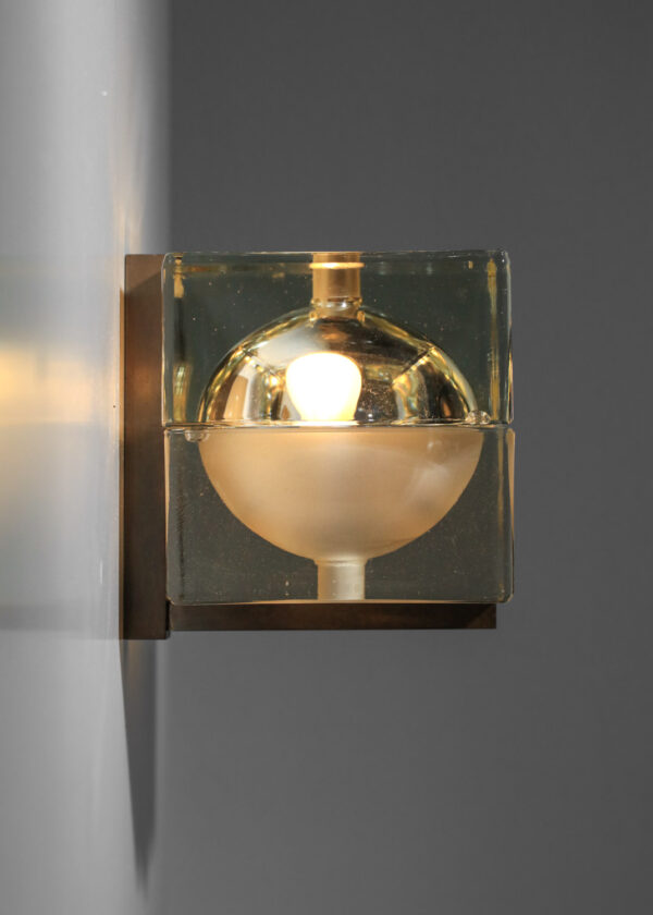 paire d'appliques italiennes alessandro mendini pour fidenza vetraria cube en verre - I593