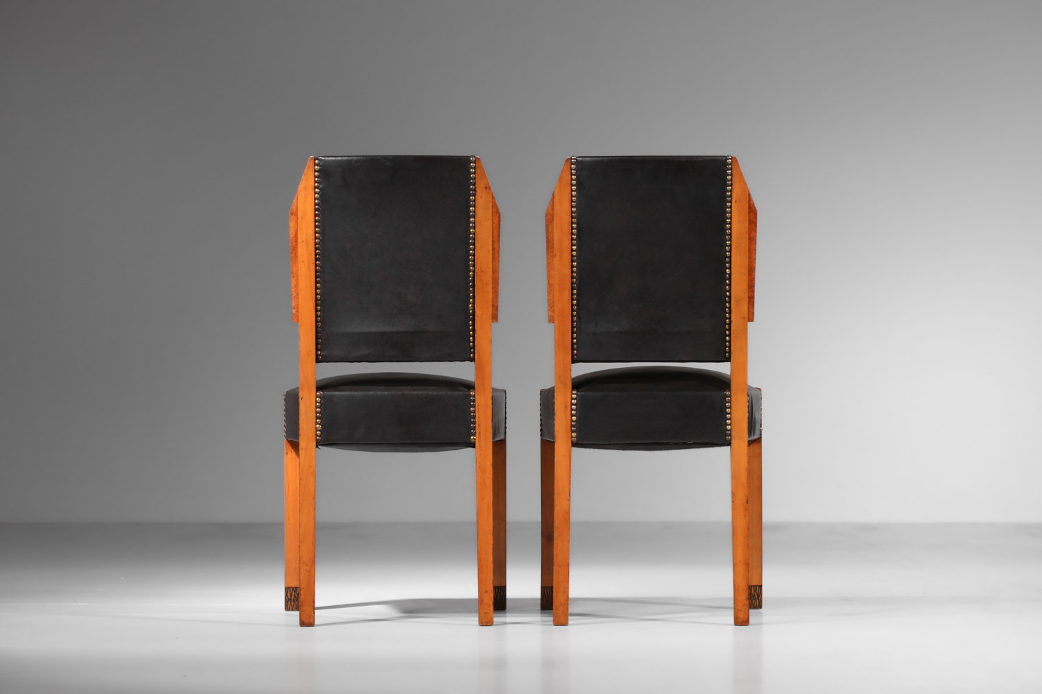 table de salle à manger et 8 chaises andré sornay en loupe d'amboine des années 30 art déco - G582 - G583