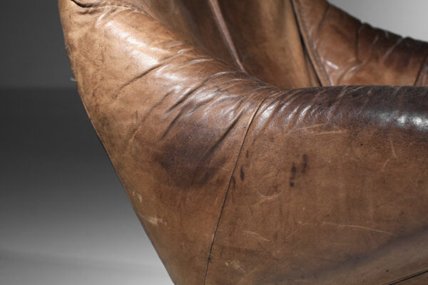 fauteuil en cuir marron de Gérard Van Den Berg pour Montis années 70 - C046