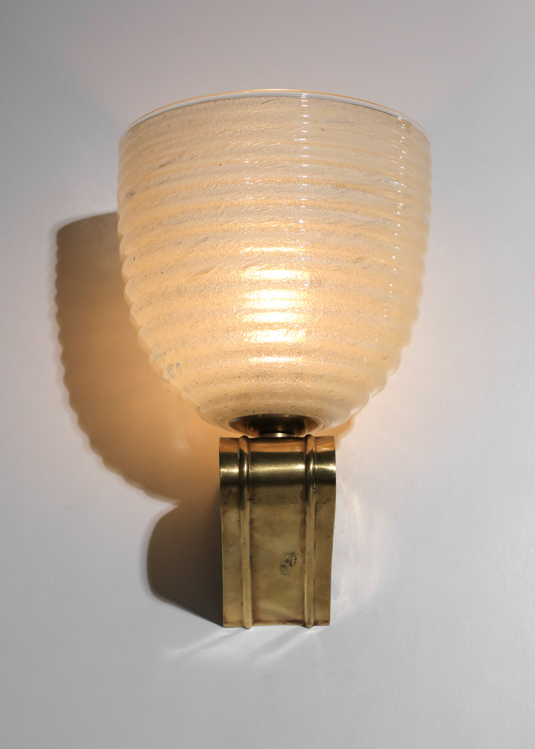 paire d'appliques en verre pulegoso italiennes années 50 - I604