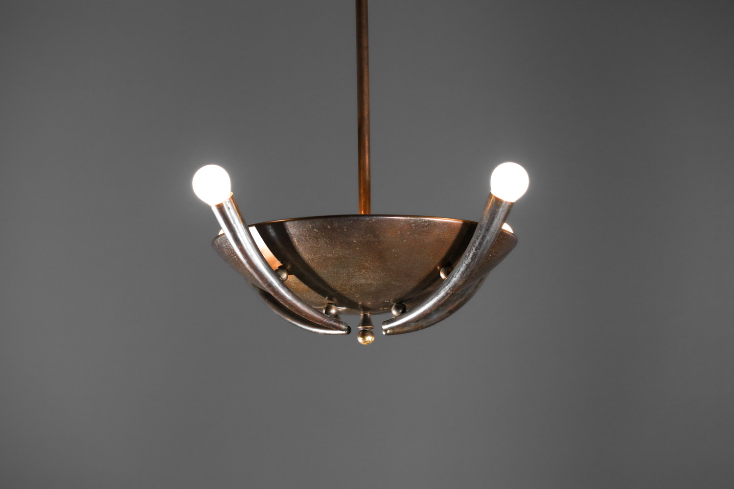 suspension italienne vasque en laiton des années 50 corne - J577