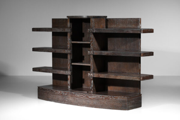 Bibliothèque art déco en chêne noirci cérusé des années 30 - J376