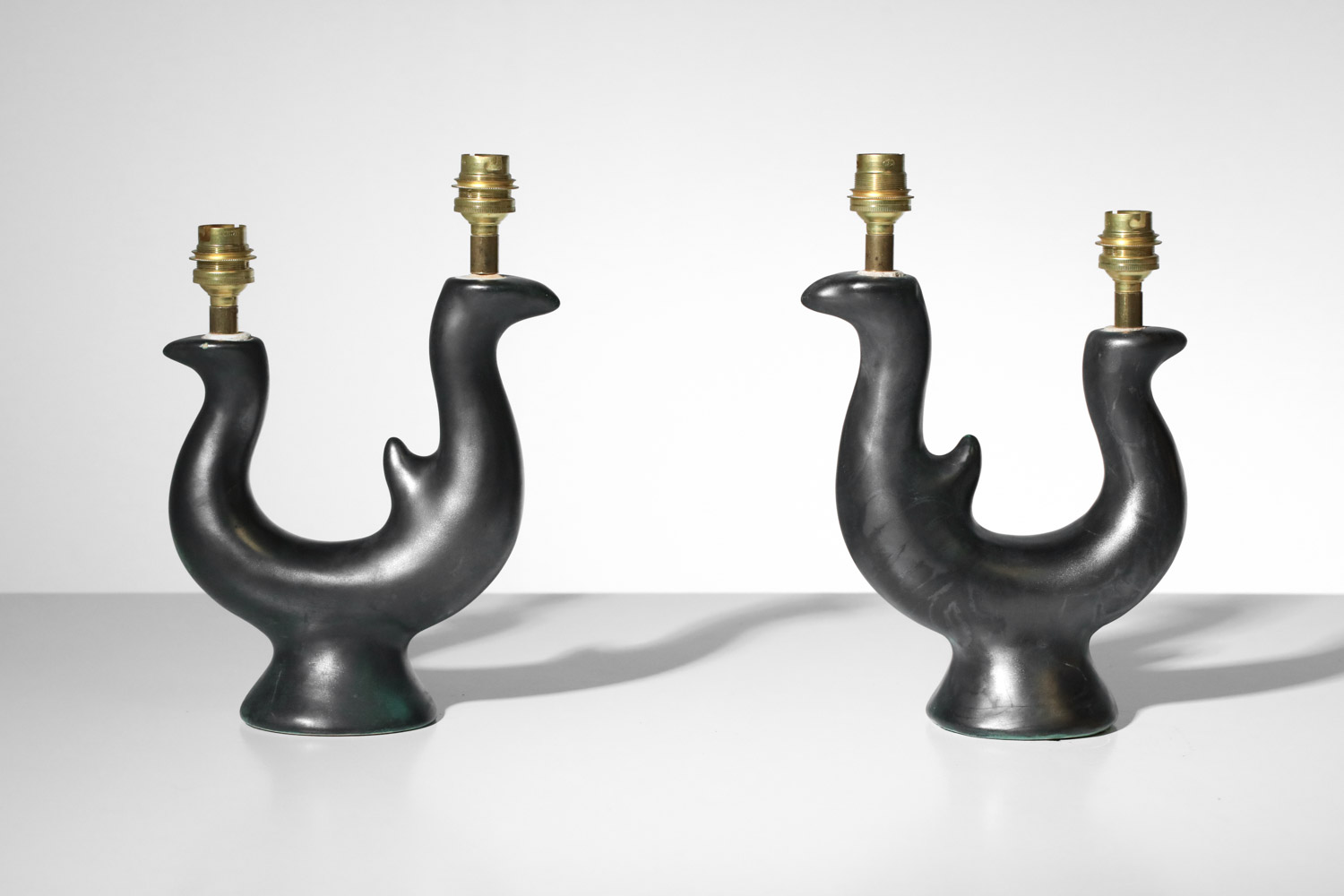 paire de lampes zoomorphes en céramique dans le goût de George Jouve H126