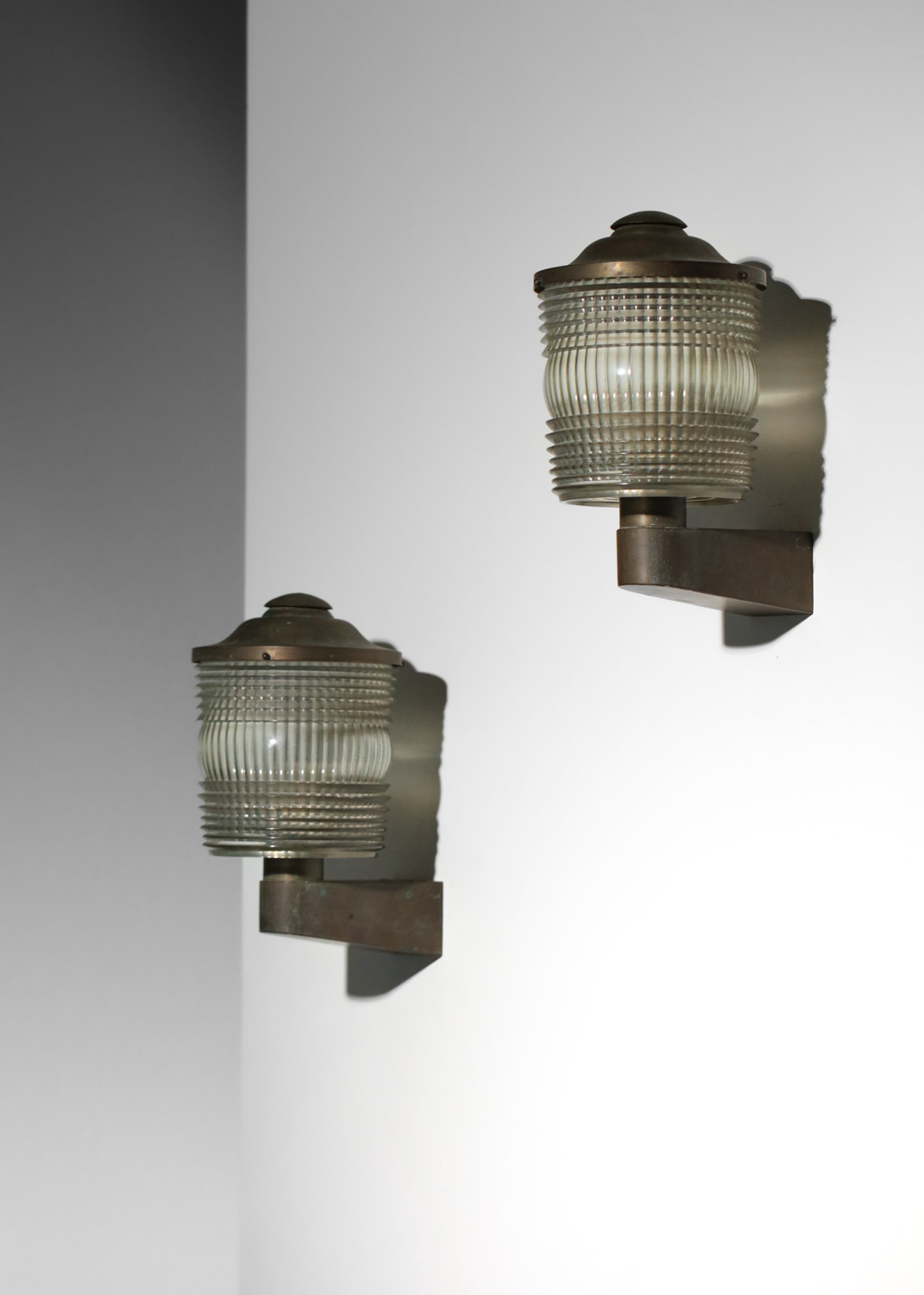 grande paire d'appliques Perzel des années 30 art déco bronze - G427
